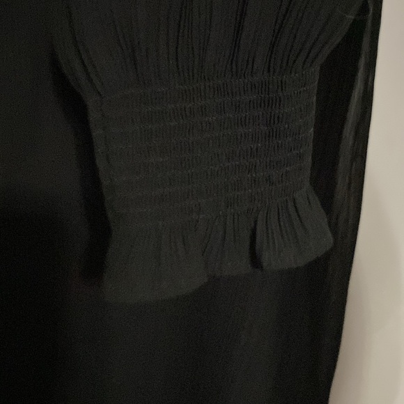 LOFT WO SIZE LG Black Cocktail Dress with Bishop Sleeves and Crew Neck pleated - Picture 6 of 14
